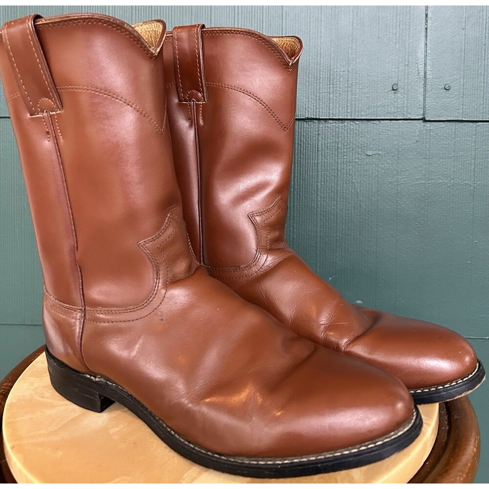 Vintage Justin Diamond J Roper Brown Leather Western Boots 3802 Men’s Size 8.5
